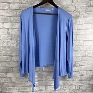 Belle By Kim Gravel Soft Knit‎ Cardigan Sweater Blue Open Front Stretch Size XL
